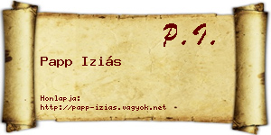 Papp Iziás névjegykártya